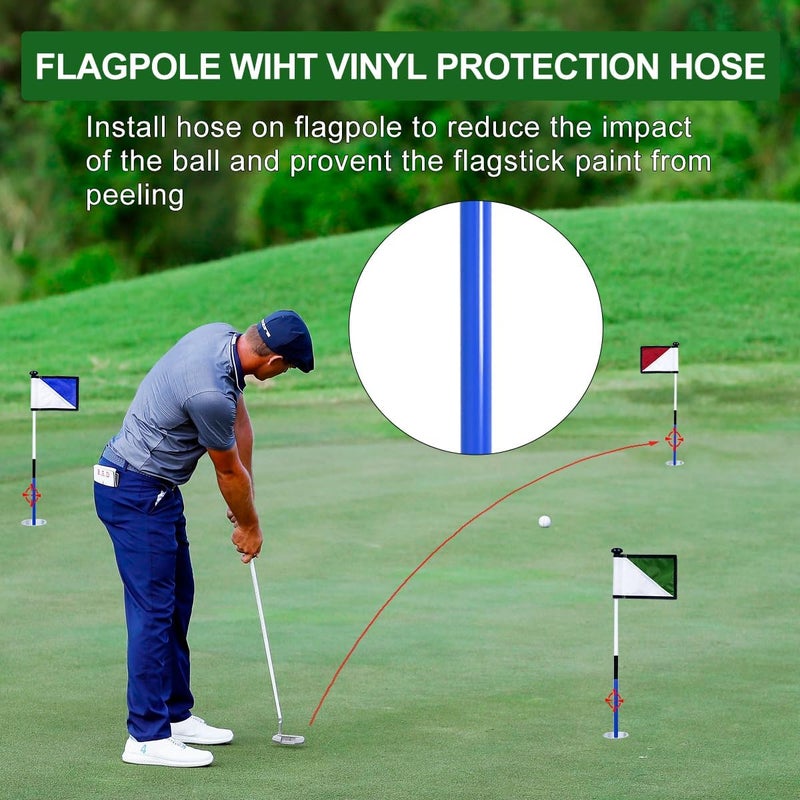 KONDAY Golf Flagstick 3ft,Golf Flag Hole Cup Set Double-Sided Putting Green Flags for Backyard Putting Green Driving Range Practice Two-Section Design Portable - Image 4